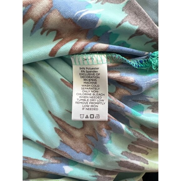 Susan Graver Women's Turquoise & Brown Abstract Print Top 3/4 Sleeve Size L Lg - Picture 5 of 5